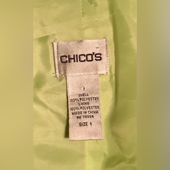 Chico’s Lime Green Soft Python Embossed Ruched Sleeve Jacket Size 1X - Picture 7 of 7
